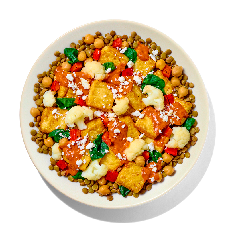 Harissa Tofu with Lentils