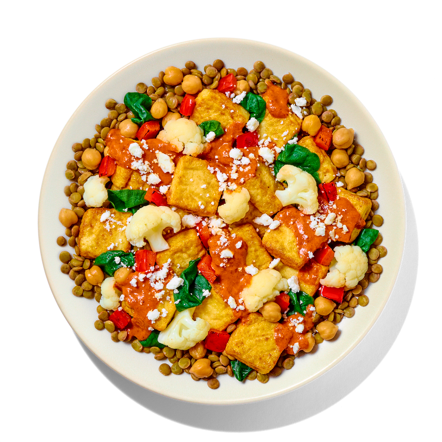 Harissa Tofu with Lentils