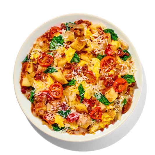 Pesto Egg and Uncured Bacon Skillet