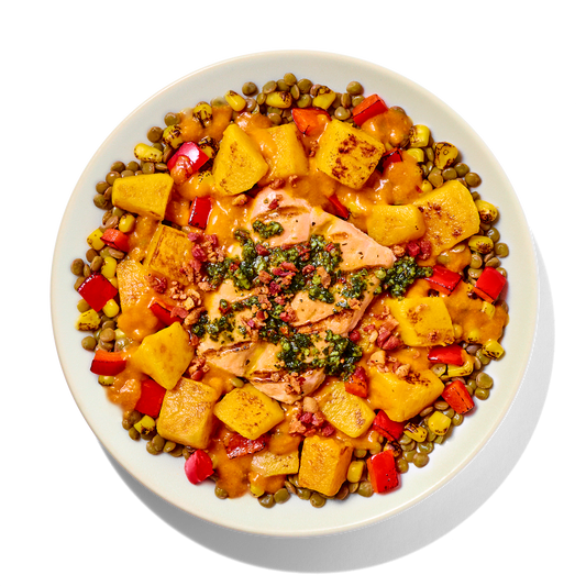 Chimichurri Salmon with Lentils