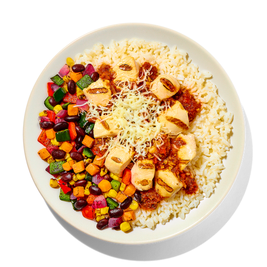 Rojo Chicken with Rice and Sweet Potatoes